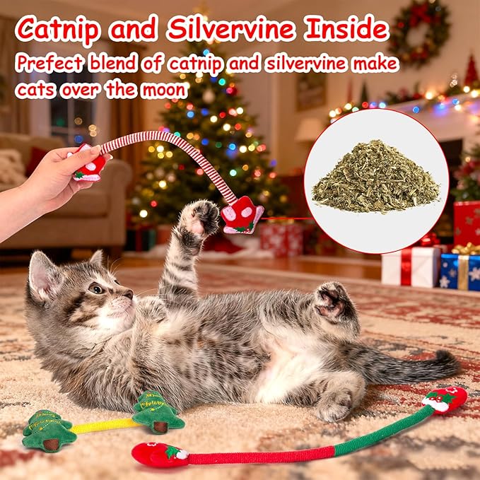 Retro Shaw Cat Chew Ropes 3PCS, Kitten Teething Toys for Indoor Cats, Natural Catnip Kicker Toys for Boredom Relief, Handmade Catnip Toys for Dental Health, Gift for Kitty
