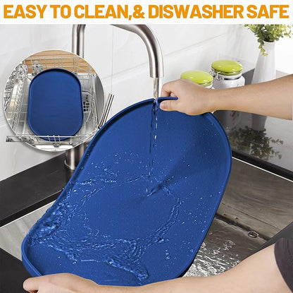 Hubulk 100% Waterproof Silicone Pet Feeding Mat with Raised Edge for Food and Water, Dog Bowl Mats, Cat Bowls Placemat with High Lip Protects Floor for Cats and Dogs (Navy Blue, 32" L x 24" W)