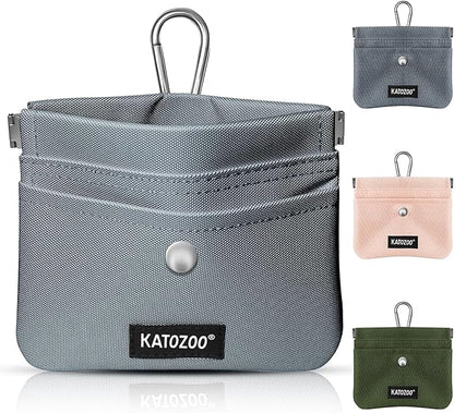 Dog Treat Pouch – Dog Training Pouch with Waterproof Oxford Fabric, Hands-Free Design, Carabiner Clip, Front Pocket, Self-Closing for Outdoor Walks & Puppy Training (Grey)