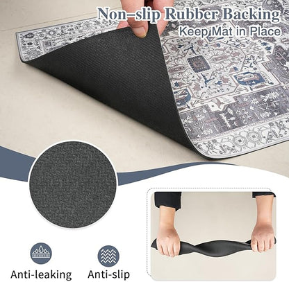 famibay Dog Food Mat, Absorbent Cat Dog Mats for Food and Water, No Stains Quick Dry Pet Cat Bowl Mats with Non Slip Backing, Boho Pet Feeding Mat for Floor Waterproof 12"x20"