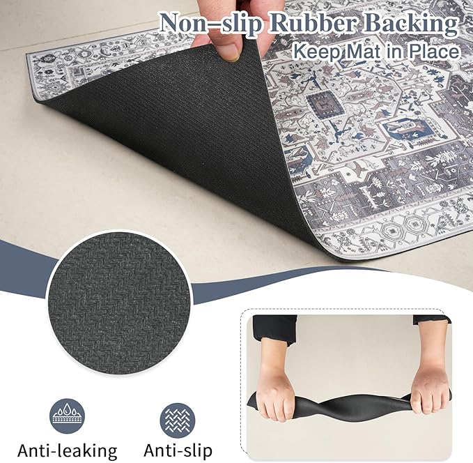 famibay Dog Food Mat, Absorbent Cat Dog Mats for Food and Water, No Stains Quick Dry Pet Cat Bowl Mats with Non Slip Backing, Boho Pet Feeding Mat for Floor Waterproof 12"x20"