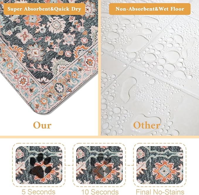 Dog Food Mat for Floors Waterproof Quick Dry Pet Placemat Cat Feeding Bowls Mats for Food and Water, Eco-Friendly Dog Accessories Diatomite Pets Supplies 12" X 20"