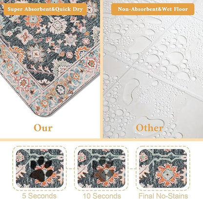 Dog Food Mat for Floors Waterproof Quick Dry Pet Placemat Cat Feeding Bowls Mats for Food and Water, Eco-Friendly Dog Accessories Diatomite Pets Supplies 12" X 20"