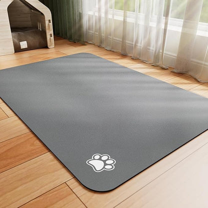 Dog Food Mat - Absorbent Cat Mat for Food and Water, No Stains Pet Feeding Bowl Mat, Easy to Clean Pet Placemats, Quick Dry Dog Water Dispenser Mat for Messy Drinkers | Paw Grey 24"x 36"
