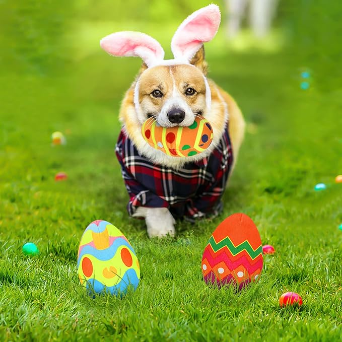 Rypet 3 Pack Easter Toys for Dogs Stuffed Dog Toys Egg Squeaker Plush Pet Toy Puppy Chew Toys Easter Gift for Small Medium Dogs