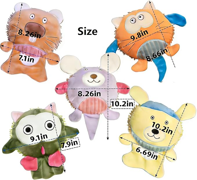 5 Pack Squeak & Crinkle Bulk Pet Squeaky Dog Toys – Interactive Soft Chew Toy for Puppy to Medium Big Dogs