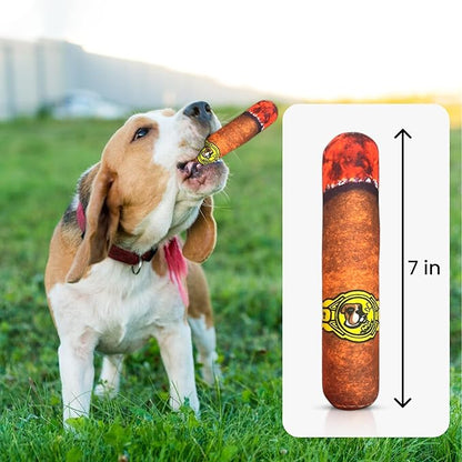 Vaulted Skulls & Co Dog Cigar Toy Small | Cigar Chew Toy Dogs | Dog Cigar Toy w/Squeaker | Pet Cigar Chew Toy | Small/Medium Breed | 7"