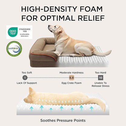 Bedsure XL Plus Orthopedic Dog Bed for Extra Large Dogs - Washable XLarge Dog Cat Bed Waterproof, Comfort Dogs Couch Sofa with Washable Removable Cover, Pet Bed with Nonskid Bottom, Brown, 48"