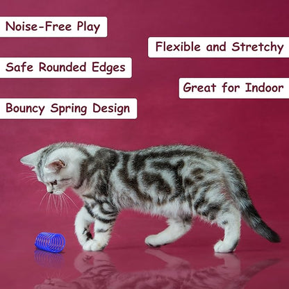 Cat Spring Toy, 60 Pcs Kittens Toys Plastic Colorful Coil Spiral Springs for Swatting, Biting, Hunting, and Active Healthy Play Interactive Cat Toys Indoor Cats