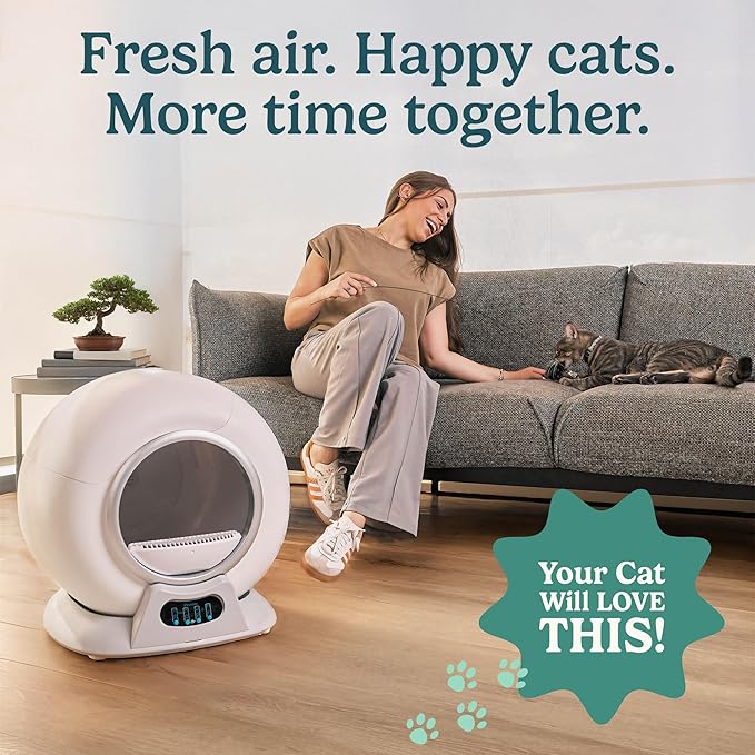 Petcove – Automatic Self Cleaning Litter Box – PurrTek Smart Automatic Litter Box for Multi-Cat Homes with Smart App Control (5GHz Wi-Fi), Triple Odor Control Quiet Operation & Advanced Safety Sensors