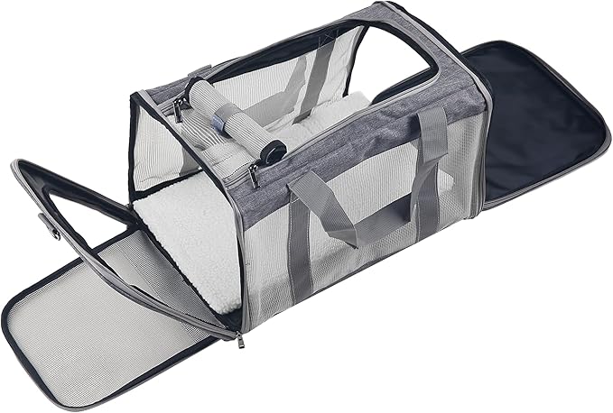 Cat Dog Carrier for Small Medium Cats Pet Carrier Bag for Cats Puppies Portable Dog Carrier Soft Pet Travel Carrier for Pet Bag Carrier Airline Approved Dog Cat Carrier (Large, Grey)