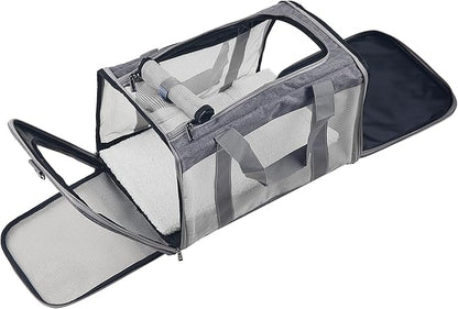 Cat Dog Carrier for Small Medium Cats Pet Carrier Bag for Cats Puppies Portable Dog Carrier Soft Pet Travel Carrier for Pet Bag Carrier Airline Approved Dog Cat Carrier (Large, Grey)