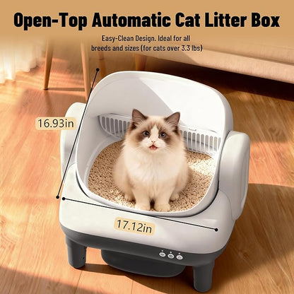 Large Automatic Litter Box Open Top, MeowWhimsy S7 Pro Self Cleaning Litter Box, App Control-No Scoop, Odor-Free, Extra Large Electric Kitty Litter-Boxes for Multi-Cat, Includes Pedal Mat, Bags