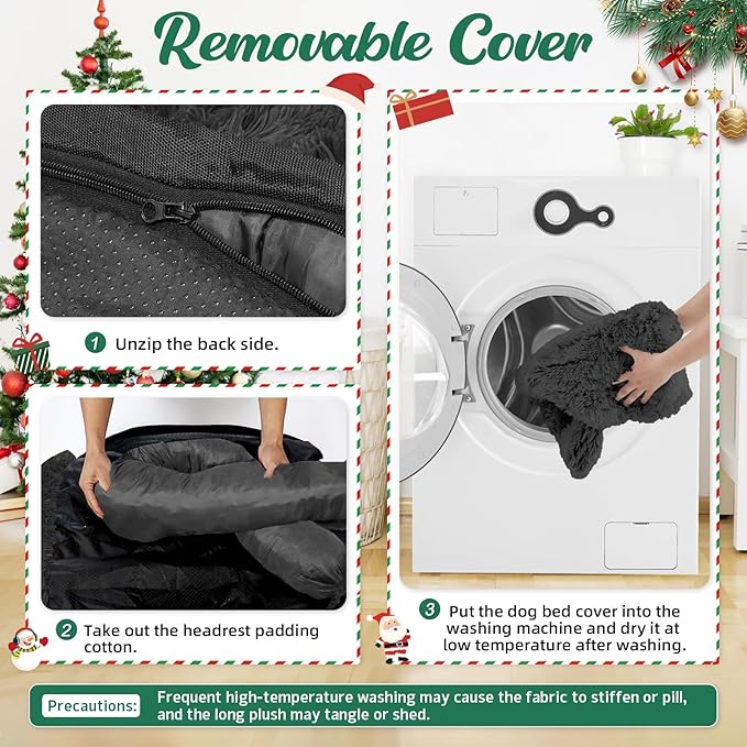 GGIB Calming Dog Bed Christmas Throw Blanket Fluffy Plush Dog Mat Furniture Protector Decoration Holiday Throw for Sofa Couch Cover Large Medium Small Dogs Cats (Extra Large, Dark Grey)