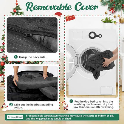 GGIB Calming Dog Bed Christmas Throw Blanket Fluffy Plush Dog Mat Furniture Protector Decoration Holiday Throw for Sofa Couch Cover Large Medium Small Dogs Cats (Extra Large, Dark Grey)