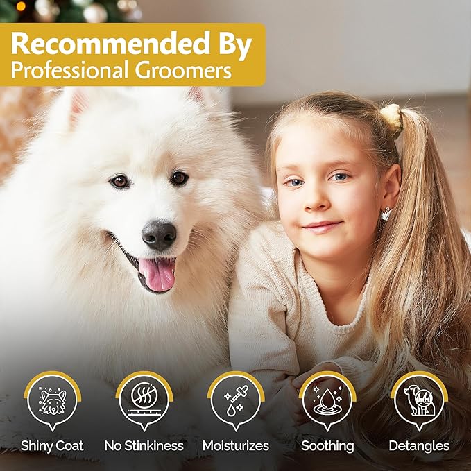 Oatmeal Shampoo for Dogs - 1 Gallon Dog Shampoo Champu para Perros & Conditioner Concentrate Professional Grooming - 1 Gallon Sensitive Hypoallergenic Dogs Shampoos, Oatmeal Puppy Shampoos