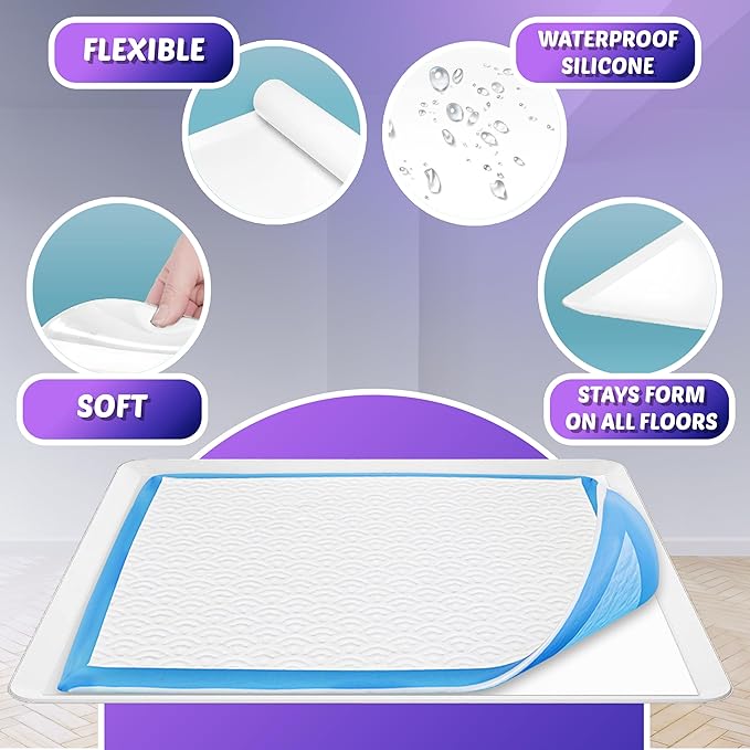 TidyFriend Dog Pee Pad Holder Tray Fits for 28” x 34” Wee Wee Pee Pads - Stable Grip, Raised Edges, Quick-Wipe Silicone Surface Dog Potty Tray Holder for Indoor Flooring Protection (White)