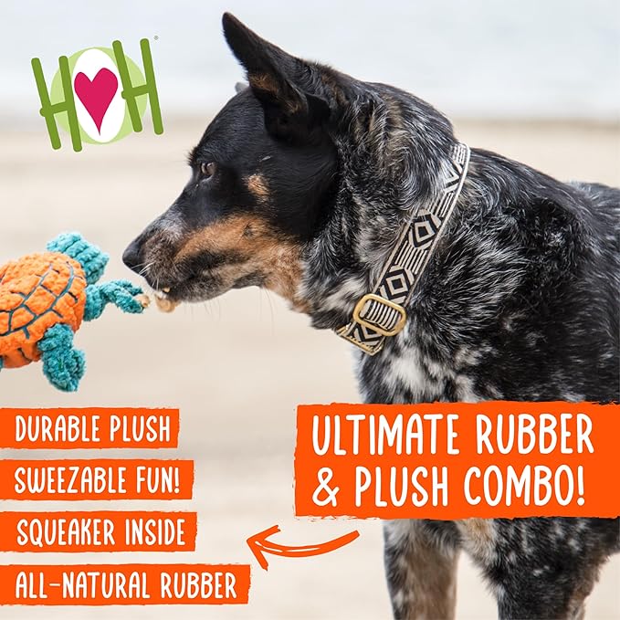 HuggleHounds Huggle-Fusion Dog Toy - Dog Toys Rubber, Fuzzy Dog Toy, Puppy Essentials, Plush & Heavy Duty Latex for Small, Medium & Large Dogs, All Breeds - Dude Turtle