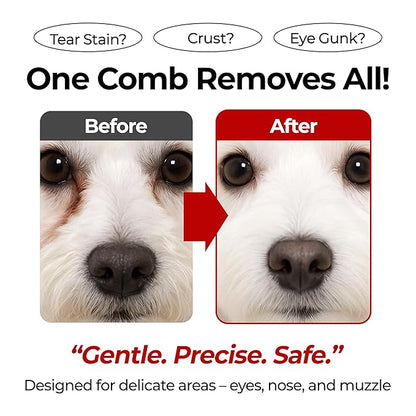 JAYU PET Facial Grooming Comb - Dog Eye Combs, Stress-free Eye Gunk Remover for Dogs & Cats, Pet Facial Brush, Cat Grooming Kit, Stainless Steel Deshedding Comb (1ea)