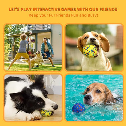 4 Pcs Large size Dog Balls, 3.15"Tennis Ball for Aggressive Chewers, Durable Bouncy Dog Toy Balls, Teething Cleaning Chew Toys, Water Toy Fetch Ball for Large Medium Dog, More Biting-Proof Atom
