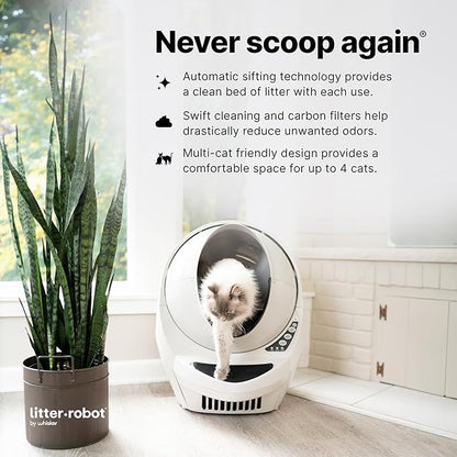 Litter-Robot 3 Connect Core Bundle by Whisker, Beige - Includes Automatic, Self-Cleaning Litter Box, LitterTrap Mat, Fence, Ramp, 25 Liners, 3 Carbon Filters & WhiskerCare 1-Year Warranty
