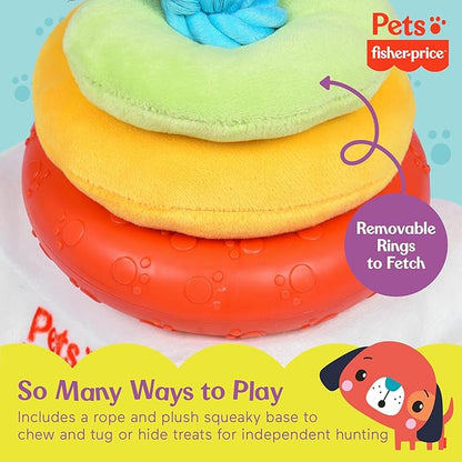 Fisher-Price for Pets Attack-A-Stack Chase & Toss Toy | Ring Stack Toy, Multifunctional Toys, Developmental Toys for Dogs and Puppies | Mental Stimulation Toys for Dogs