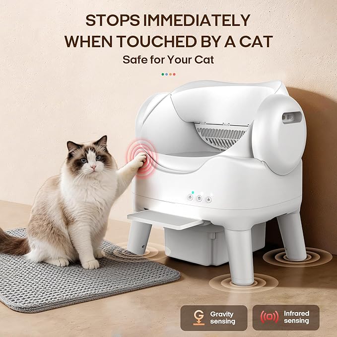 RPZ Automatic Self-Cleaning Cat Litter Box for Large Cats & Multi-Cat Homes, Smart Electric Auto Cleaning Litter Box with Litter Mat & 2 Cleaning Solutions, Ideal for Busy Homes & Apartments
