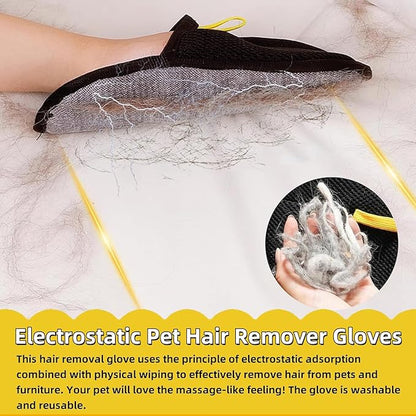 2PCS Pet Hair Removal Glove, Reusable Grooming Gloves for Pet Hair, Washable Cat & Dog Hair Remover for Couch, Furniture, Clothing, Carpet, Car Seats, Bed Sheet
