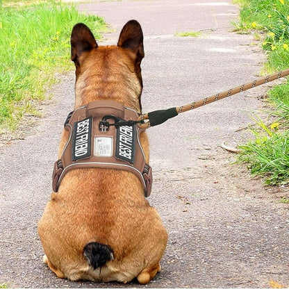 Heavy Duty Tactical Dog Harness for Small Dogs, No Pull Adjustable Pet Harness Reflective Service Training Easy Control Pet Vest Military K9 Working Dog Harnesses- Small, Brown