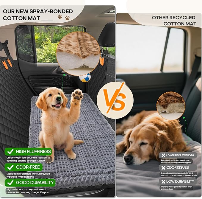Pet Bed Mat for Car Backseat Extender, Non-Slip Dog Bed for Car Back Seat, Flannel Backseat Dog Bed for Cars Trucks and SUVs (Grey, 24.8x54 inch)