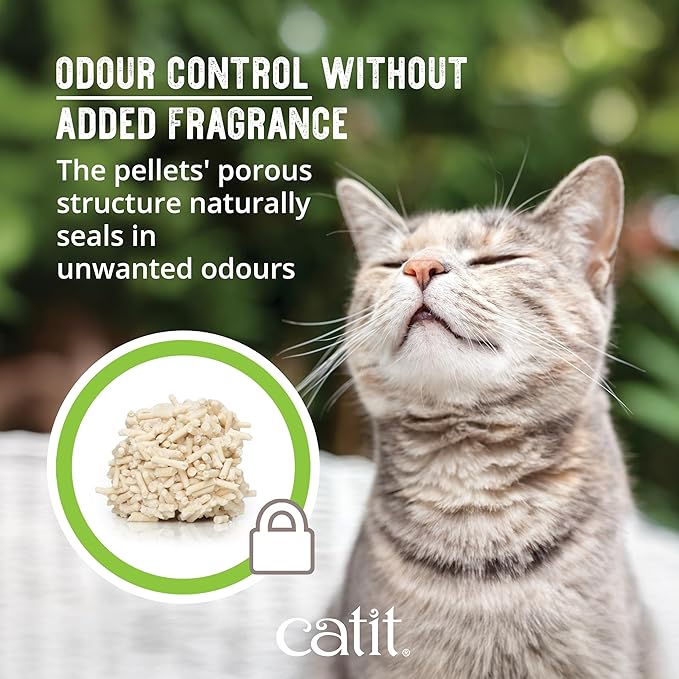 Catit Go Natural Pea Husk Clumping Cat Litter – Unscented, 12.3 lbs – Plant-Based, Eco-Friendly, Dust-Free & Flushable Cat Litter – Natural Clumping Formula, Low Tracking, Highly Absorbent
