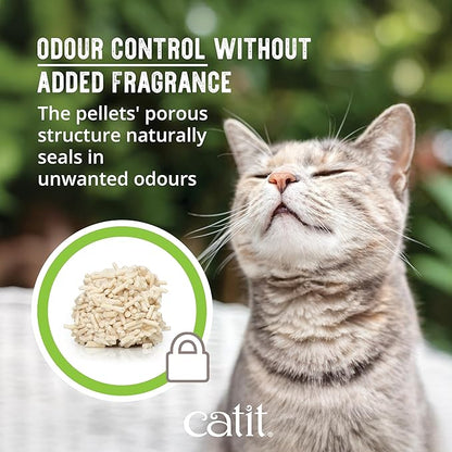 Catit Go Natural Pea Husk Clumping Cat Litter – Unscented, 12.3 lbs – Plant-Based, Eco-Friendly, Dust-Free & Flushable Cat Litter – Natural Clumping Formula, Low Tracking, Highly Absorbent