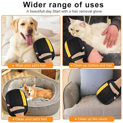 4 Pack Electrostatic Pet Hair Removal Gloves,Upgrade Magic Brush Pet Hair Remover Tool, Washable Reusable Cats and Dogs Grooming Gloves for Laundry, Couch, Car Seat, Furniture