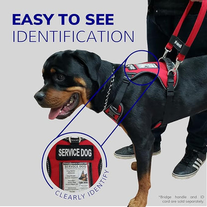 ActiveDogs No Pull Harness - Adjustable Service Dog Harness for Small Dogs with Control Handle, ID Window, D-Rings & Reflective Padding - Red, 19"-25"