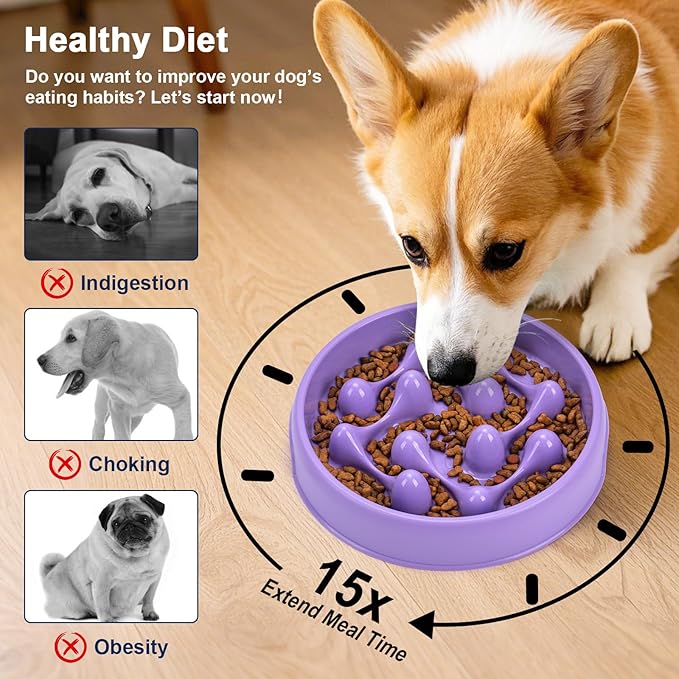 Slow Feeder Dog Bowls, Maze Dog Bowl Slow Feeder for Healthy Eating, Non-Slip Dog Food Bowl, Food-Grade Puppy Bowl, Slow Feeder Cat Bowl & Cat Food Bowl, Puzzle Dog Bowls for Small & Medium Pets