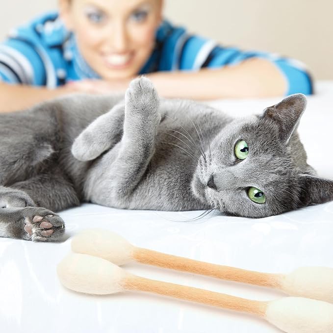Glaciart One XXL Swabs Cat Toys with Catnip - 2 Pk | Durable for Chew, Cute Cat Toys Interactive Kitty for Boredom, Exercise, & Play | Filled w/Organic Catnip for Anxiety & as Digestive Aid