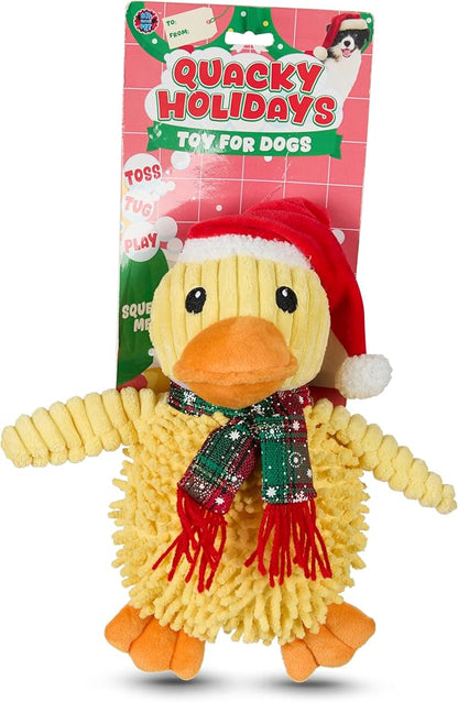 Bow Wow Pet Duck with Santa Hat Plush Dog Toy