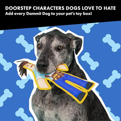 Dammit Doll Squeaky Dog Chew Toy - The Pizza Guy - Funny Doorstep Intruders for Pets Who Protect The Yard - Durable Ballistic Nylon Piping, Soft & Barkably Satisfying