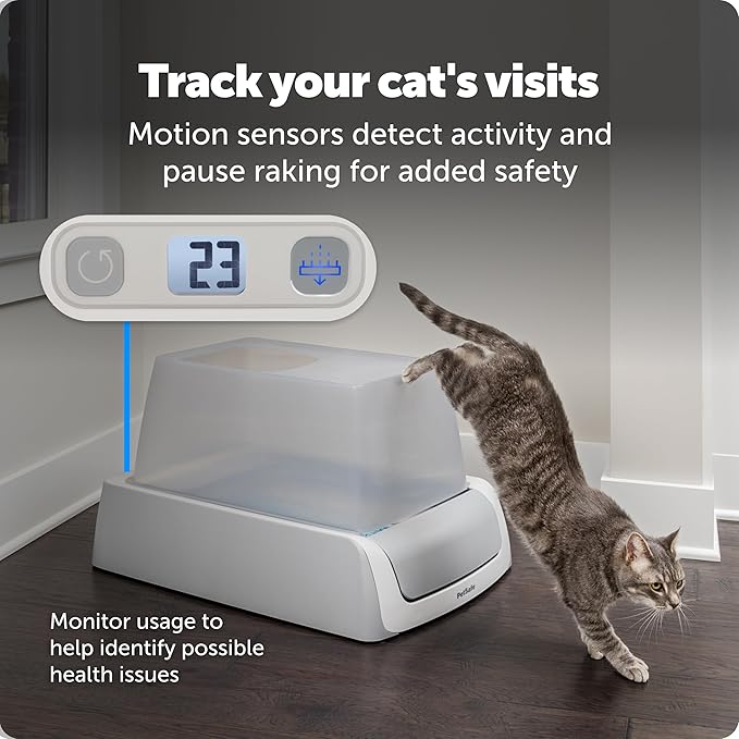 PetSafe ScoopFree Crystal Pro Legacy Self-Cleaning Automatic Litter Box - Top-Entry Motion-Sensing Cat Box with Integrated Health Counter - Includes 1 Disposable Crystal Litter Tray