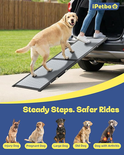 XLarge Dog Ramp for Car, SUV & Truck 71" – Joint & Spine Relief, Anti-Slip Surface, Heavy-Duty, Stable, Up to 200 lbs
