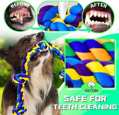 XL Indestructible Dog Toys for Aggressive Chewers Large Breed, Durable Dog Chew Toy, Large Dog Toys for Large Dogs Safe and Long Lasting Puppy Teething Chew Toys, Cotton Dog Rope Toys for Medium Dogs