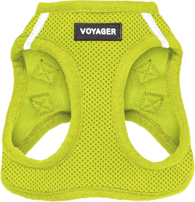Best Pet Supplies Voyager Step-in Air Harness - All Weather Mesh, Reflective, No Pull Harness for Dogs, Cats - Secure with Hook & Loop Fastener, Buckle, Double D-Rings - Lime Green, XL