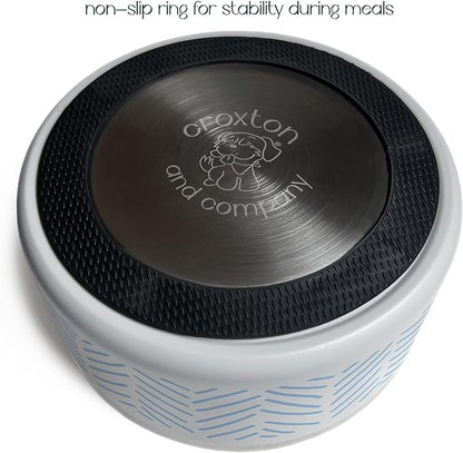 CROXTON & CO. Stainless Steel Pet Bowl for Dogs & Cats | Insulated Food Bowls for Dog Cat | No Tip No Slip | Non-Slip Rubber Base | Dishwasher Safe | Medium (4 Cups)
