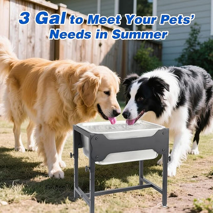YUEPET 3 Gallon Elevated Dog Water Bowl for Large Extra Large Dogs Stainless Steel Dog Bowl with 4 Heights Adjustable Metal Anti-Slip Stand Pet Food Bowl for Joint Pressure Relief Indoor Outdoor Use