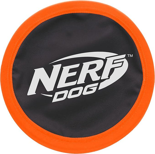 Nerf Dog Zone Flyer Dog Toy, Flying Disc, Lightweight, Durable and Water Resistant, Great for Beach and Pool, 10.5 inch Diameter, for Medium/Large Breeds, Single Unit, Orange/Black