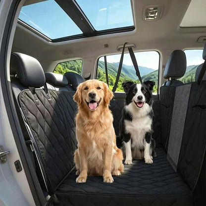 Back Seat Extender for Dogs, Hard Bottom Dog Car Seat Cover, Waterproof Car Hammock for Dogs, Back Seat Cover for Dogs, Car, SUV, Small Truck (Black, Large)