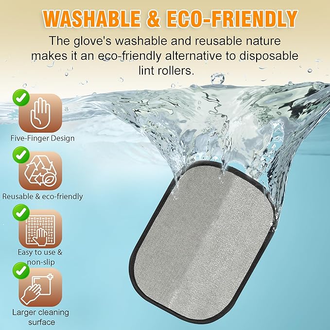 Pet Hair Removal Glove for Cats & Dogs, Upgraded Five-Finger Electrostatic Pet Hair Remover Glove, Reusable Tool for Couch, Carpet, Laundry & Car Seat