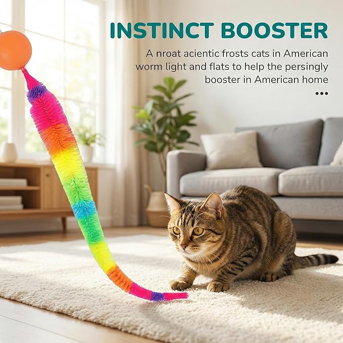 Feather-Free Cat Wand Toys - 4 Pack Safe Magic Wand with Wool Balls & Bells, Interactive Indoor Cat Toys, No Feathers Kitten Exercise Set