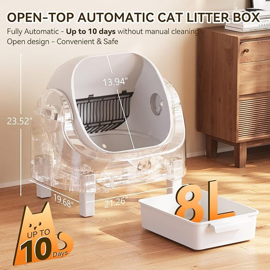 Self Cleaning Litter Box Safety Protection and Odor Control Automatic Litter Box App Control for Cats with Cat Litter Mat, Garbage Bag ＆ Scented Box