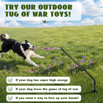Tug of War Dog Toy: Height Adjustable Spring Pole with 2 Ropes,Tether Tug Outdoor Interactive Dog Toy for Large Medium Dogs,Heavy Duty Dog Solo Play Exercise Toy